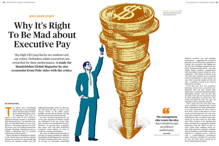 FehrAdvice im Handelsblatt: "Why It’s Right to Be Mad About Executive Pay"